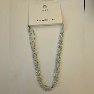 NWT  LOFT  Clear & White Beaded Gold Necklace